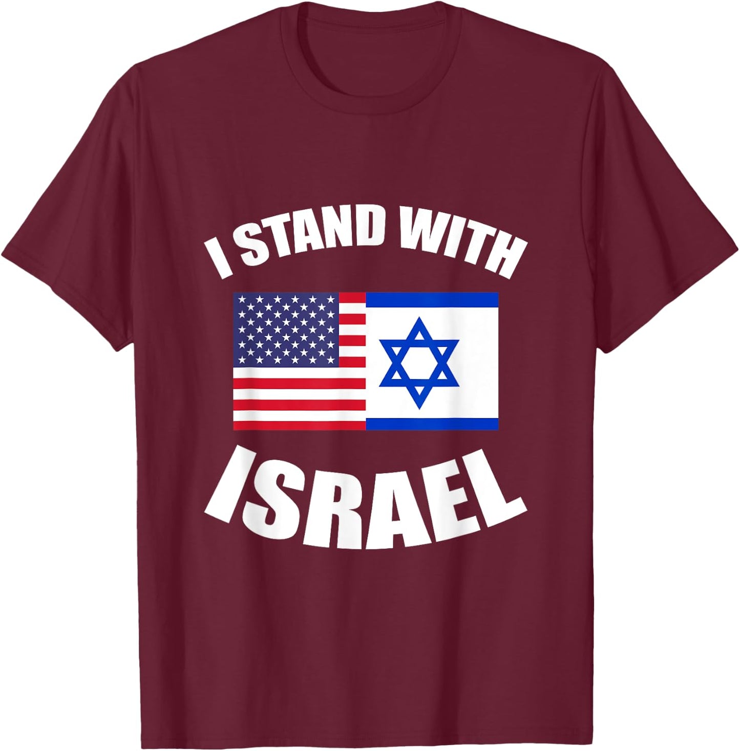 Israel Supporter American Flag Israeli Gift Israel T-Shirt - T-Shirt | Maroon