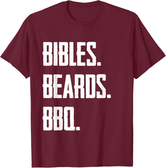 Funny Christianity Bibles Beards BBQ T-Shirt - T-Shirt | Maroon