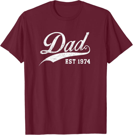 Dad Established 1974 Father's Day T-Shirt - T-Shirt | Maroon