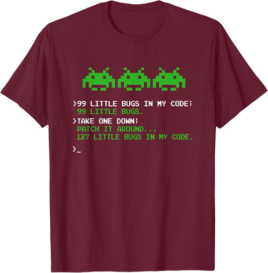 99 Small Bugs in Code Software Engineer Programmer T-Shirt - T-Shirt | Maroon