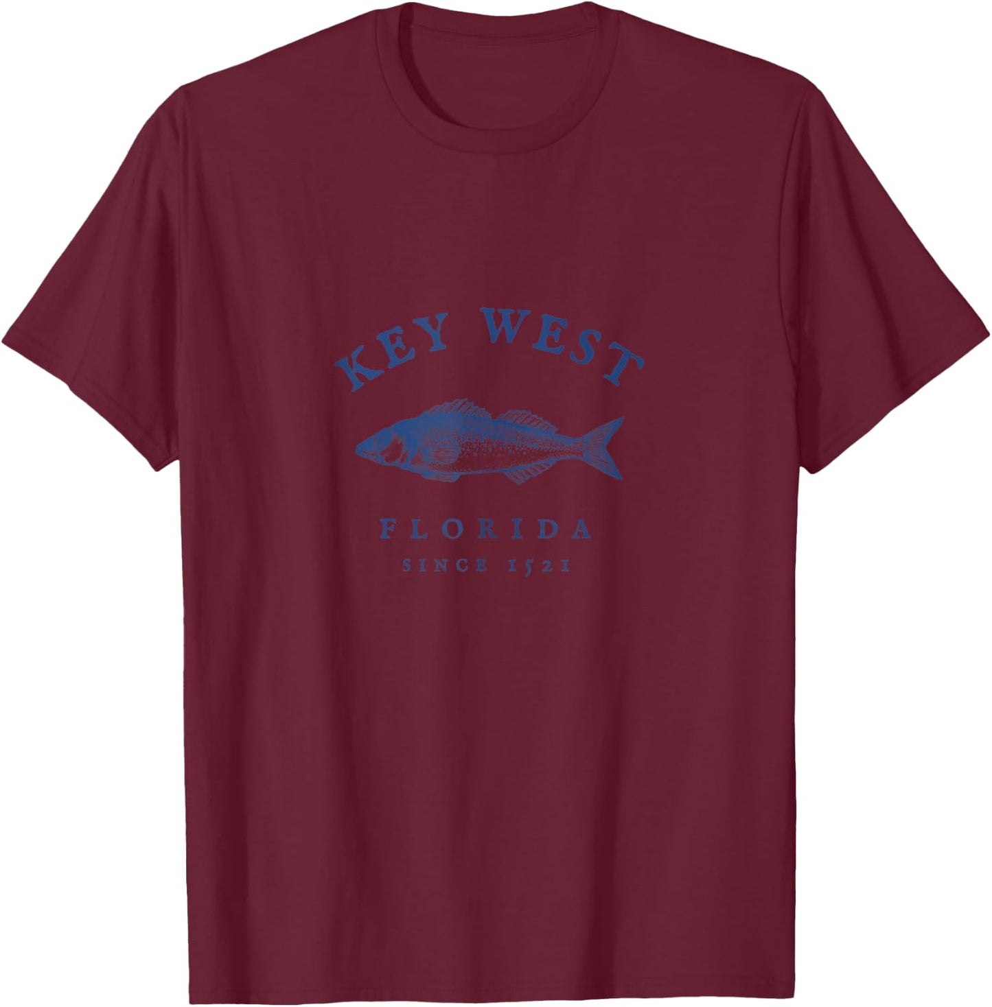 Key West Florida Vintage Fishing T-Shirt - T-Shirt | Maroon