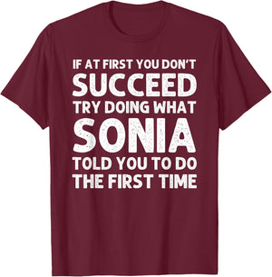 SONIA Name Personalized Birthday Funny Christmas Joke T-Shirt - T-Shirt | Maroon