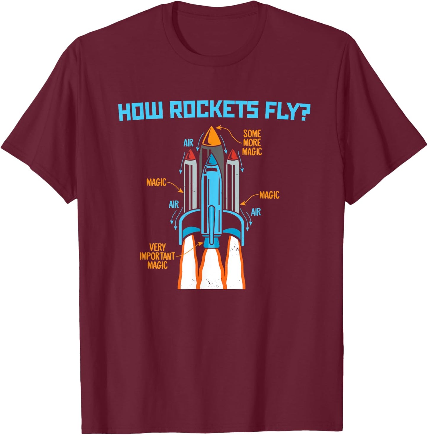 How Rockets Fly Magic Air Aerospace Engineering Scientist T-Shirt - T-Shirt | Maroon