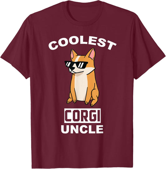 Coolest Corgi Uncle Funny Dog Men Women T-Shirt - T-Shirt | Maroon
