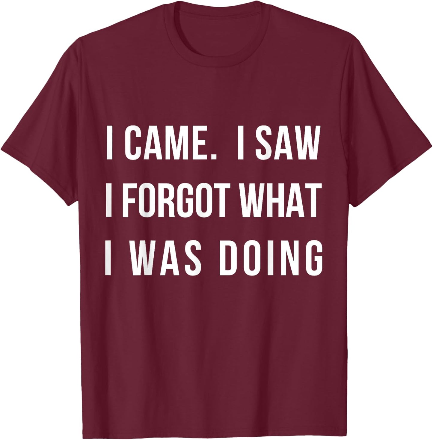I Came I Saw I Forgot What I was Doing Sarcastic Small T-Shirt - T-Shirt | Maroon