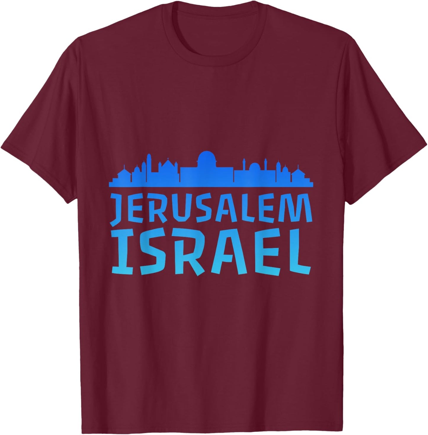Jewish Jerusalem Design I Love Israel T-Shirt - T-Shirt | Maroon