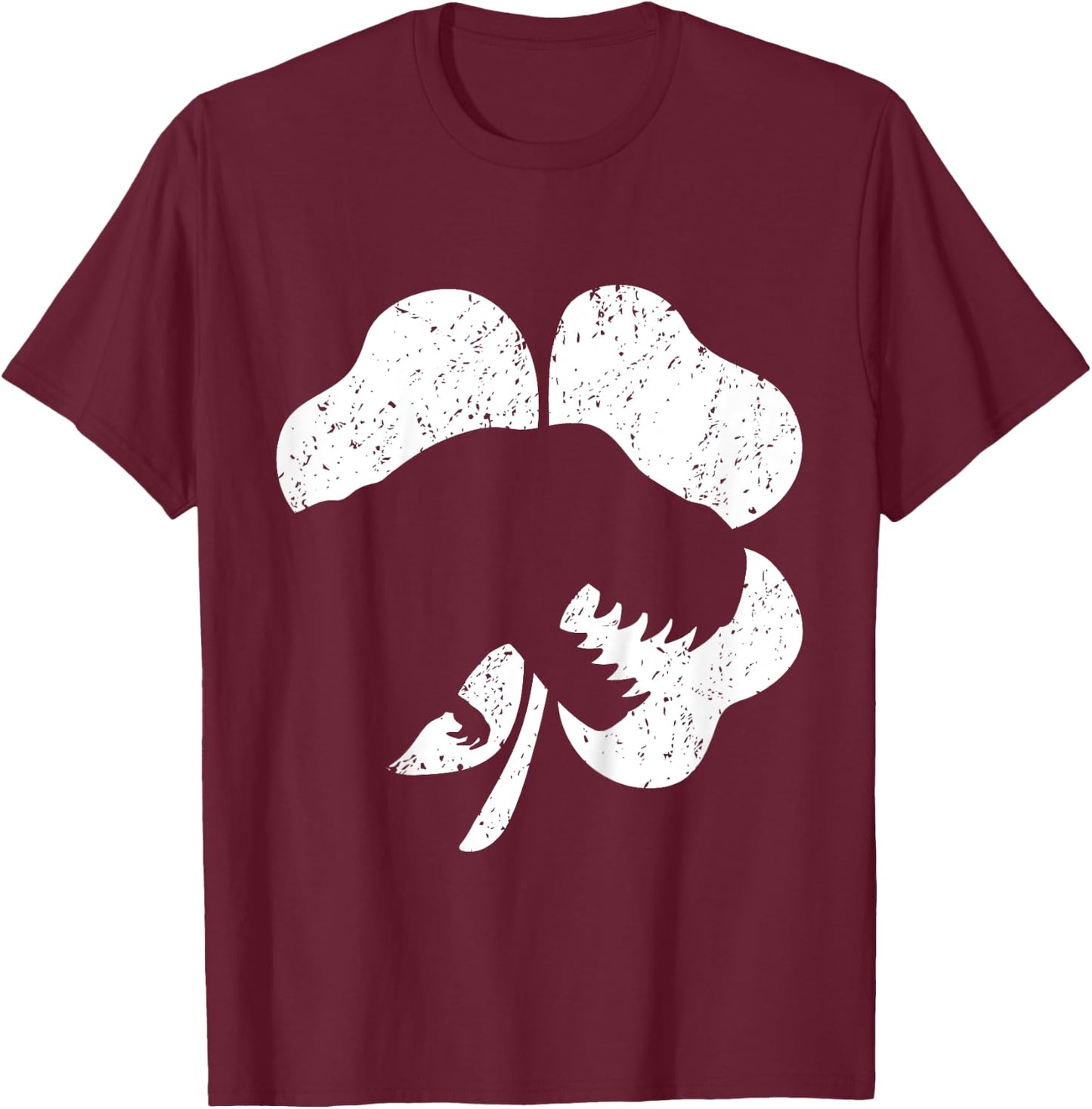 Kids St Patricks Day T-Rex Dinosaur Silhouette Clover Toddler Boy T-Shirt - T-Shirt | Maroon