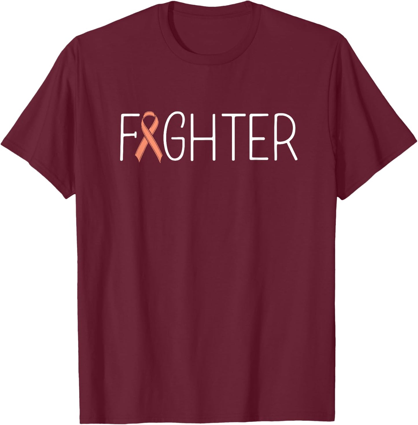 Endometrial Cancer Fighter Peach Uterine Cancer Awareness T-Shirt - T-Shirt | Maroon