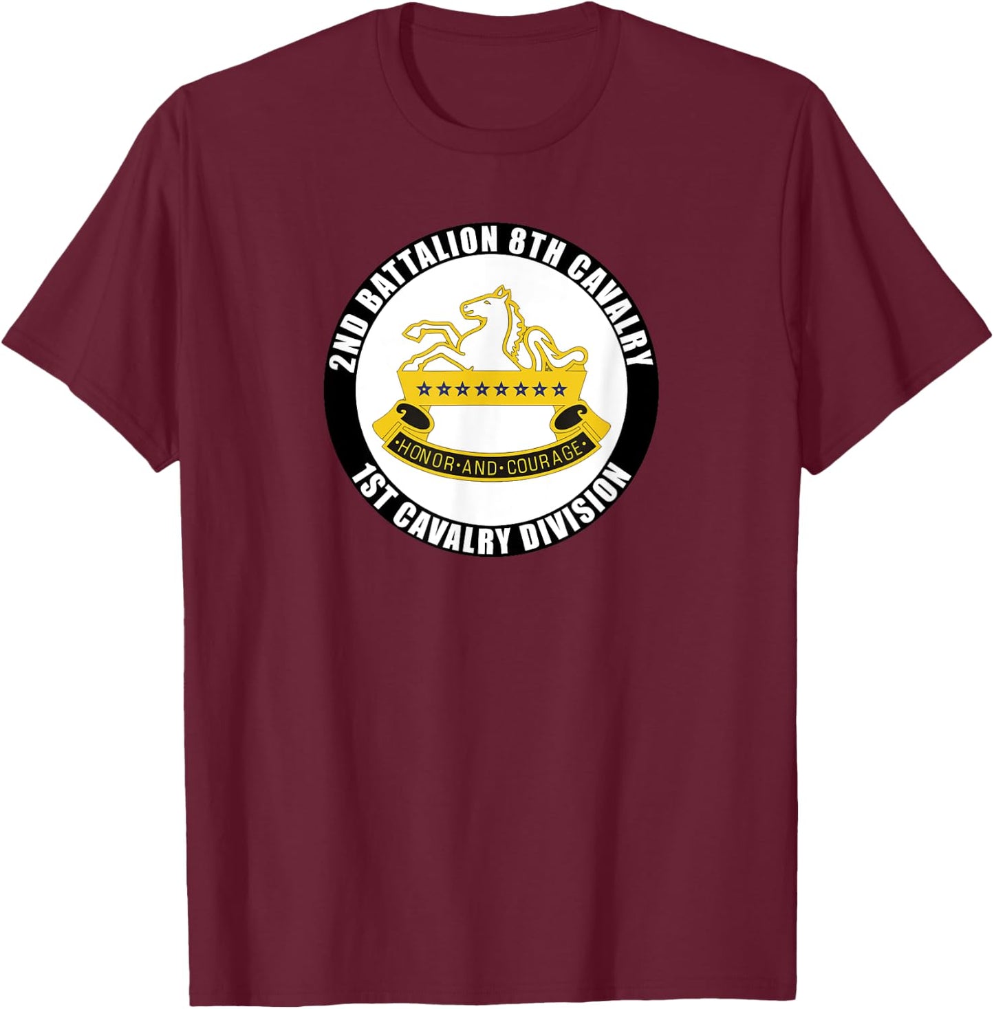 2nd Battalion 8th Cavalry 1st Cavalry Division Veteran Gift T-Shirt - T-Shirt | Maroon