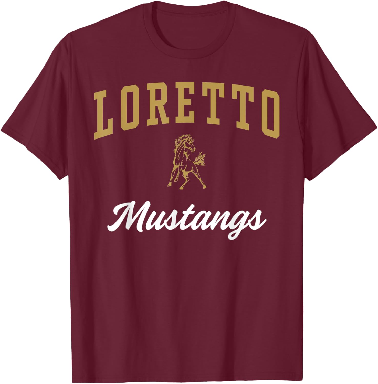 Loretto High School Mustangs T-Shirt - T-Shirt | Maroon