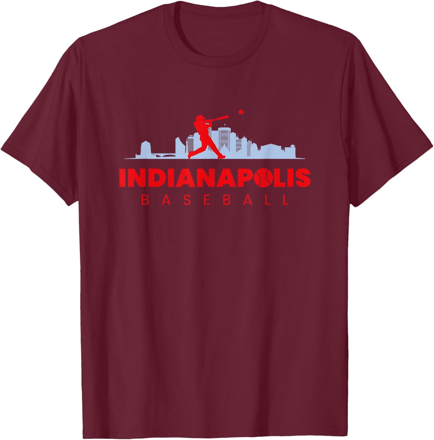 Indianapolis Baseball Vintage Minimal Retro Baseball Lover T-Shirt - T-Shirt | Maroon
