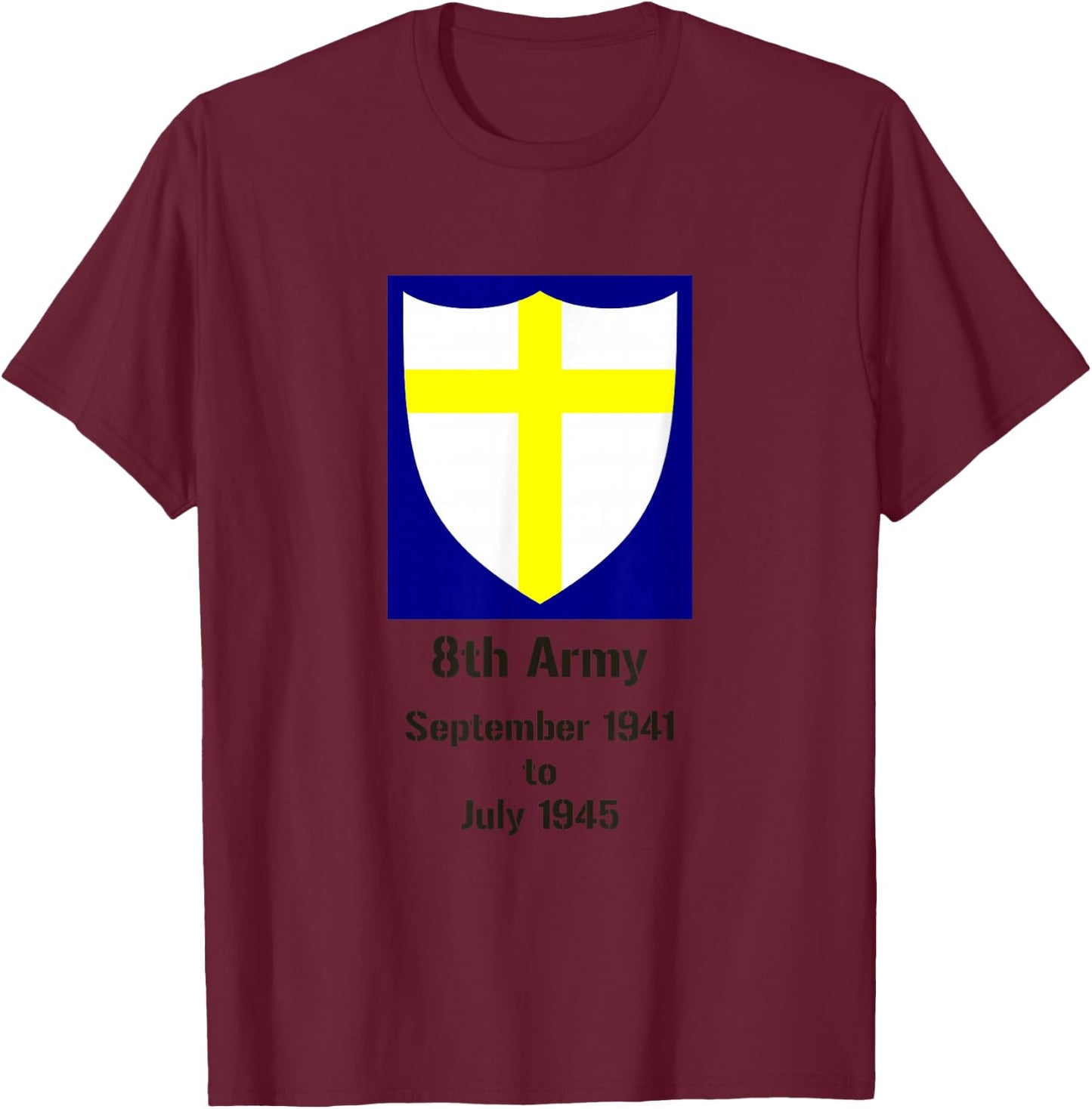 British 8th Army, WW2, Desert Rats T-Shirt - T-Shirt | Maroon
