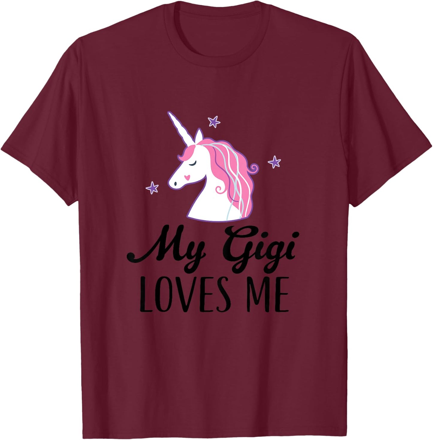 My Gigi Loves Me Girl Unicorn Granddaughter T-Shirt - T-Shirt | Maroon