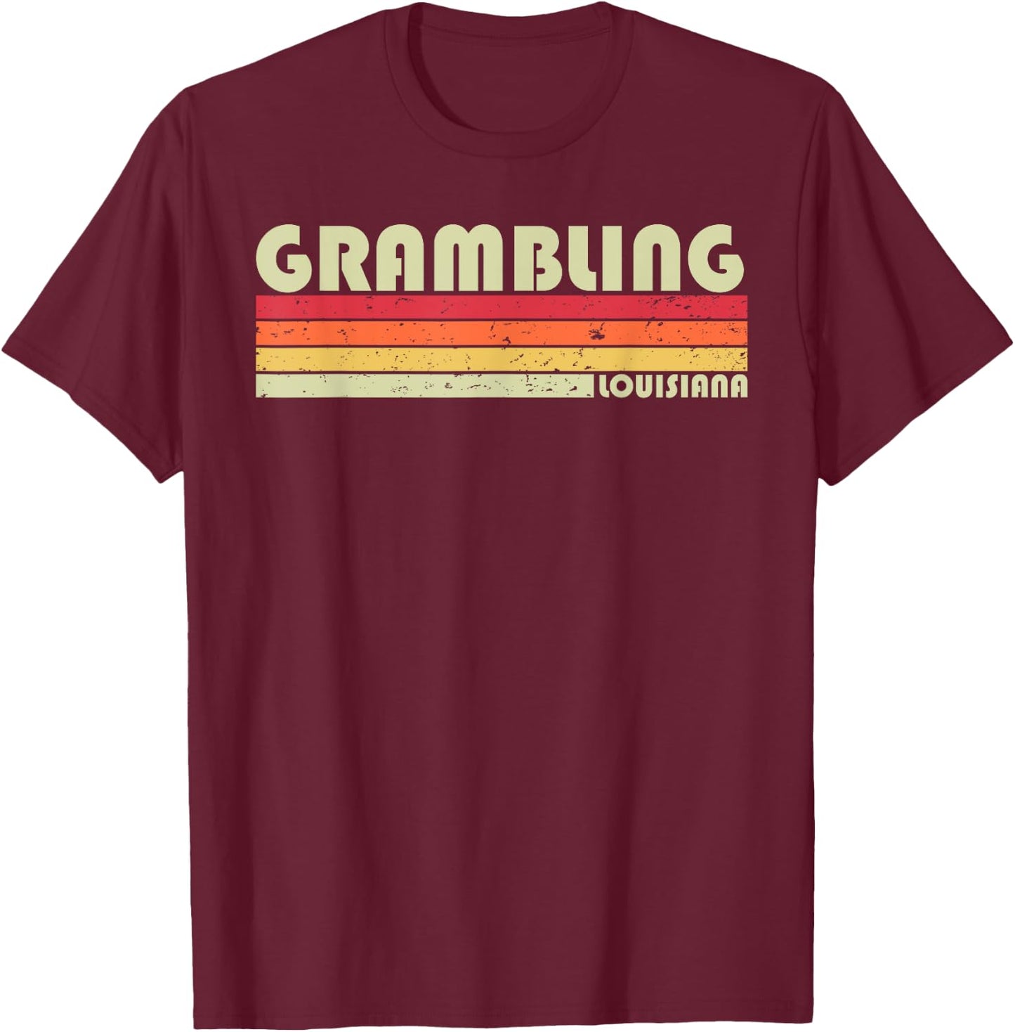 GRAMBLING LA LOUISIANA Funny City Home Roots Gift Retro 80s T-Shirt - T-Shirt | Maroon