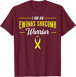 I Am A Warrior Ewing's Sarcoma Bone Cancer Awareness Ribbon T-Shirt - T-Shirt | Maroon