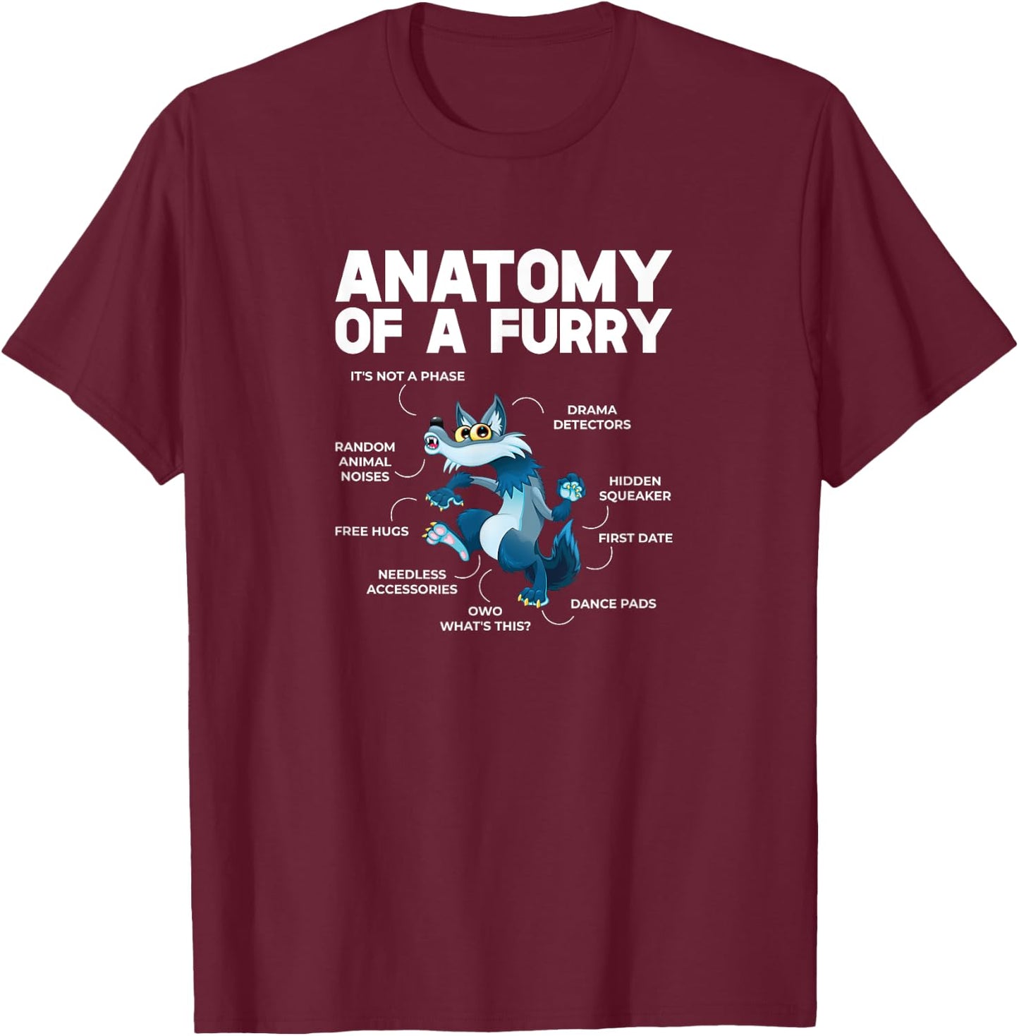 Anatomy of a Furry Fox Cute Furries Fursona T-Shirt - T-Shirt | Maroon