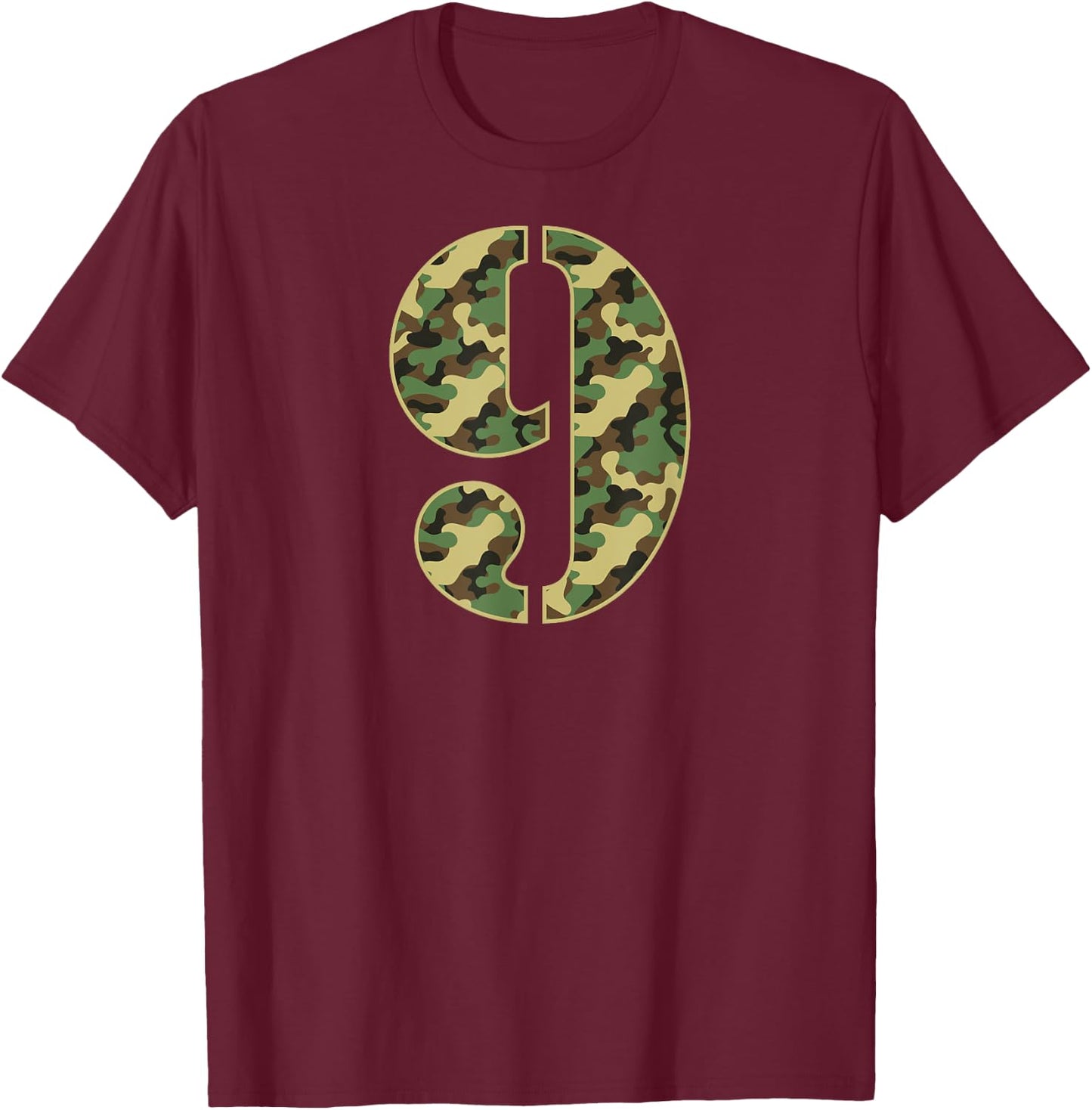 9th Birthday Gift Soldier 9 Year Old Military Themed Camo T-Shirt - T-Shirt | Maroon