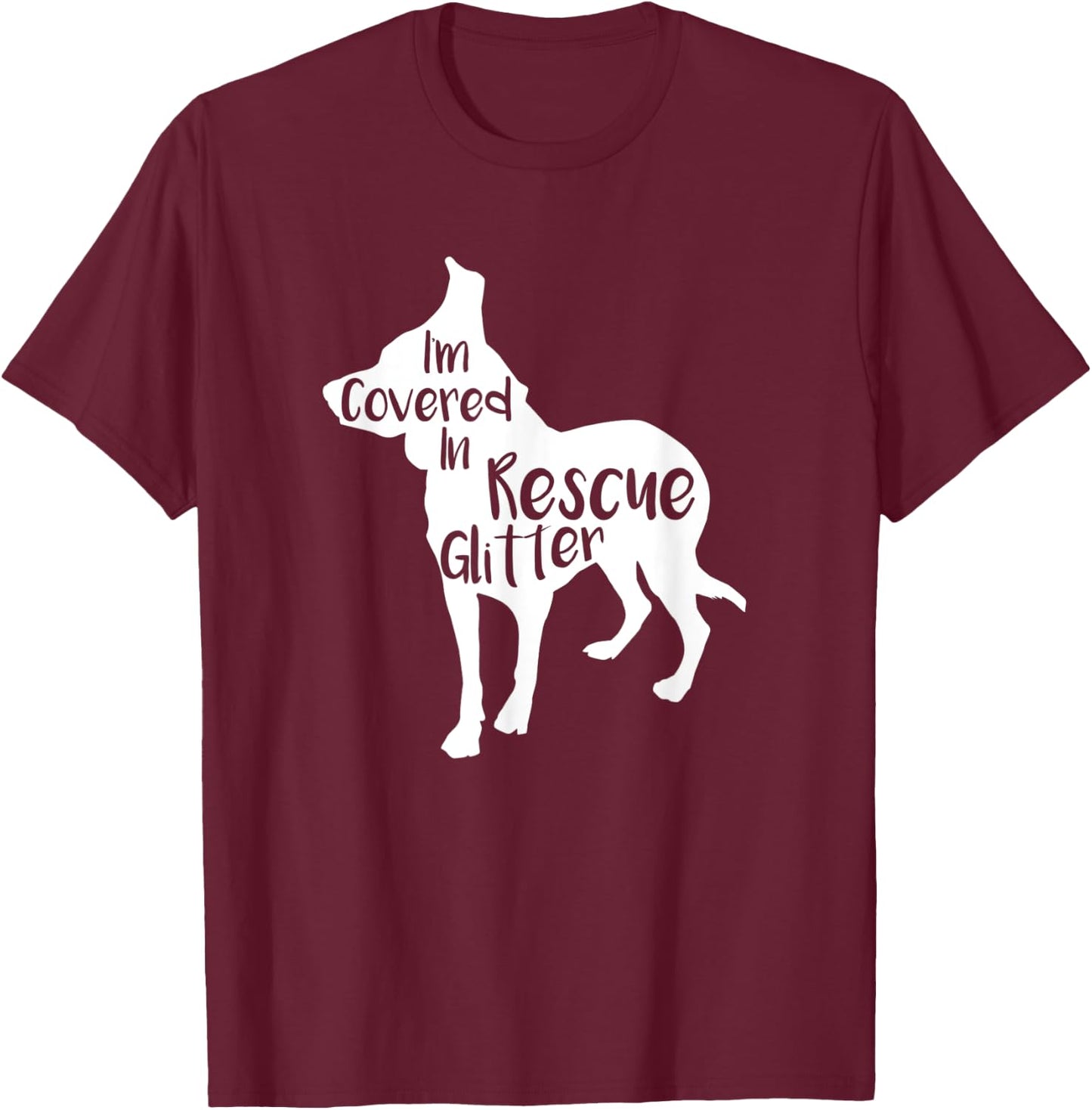 Rescue Dog Love Hair Rescue Fur Glitter T-Shirt - T-Shirt | Maroon