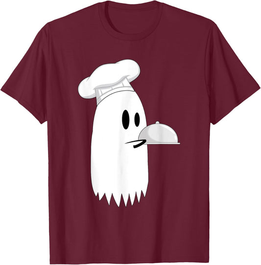 Spooky Ghost Cooking Chef Halloween Costume Gift T-Shirt - T-Shirt | Maroon