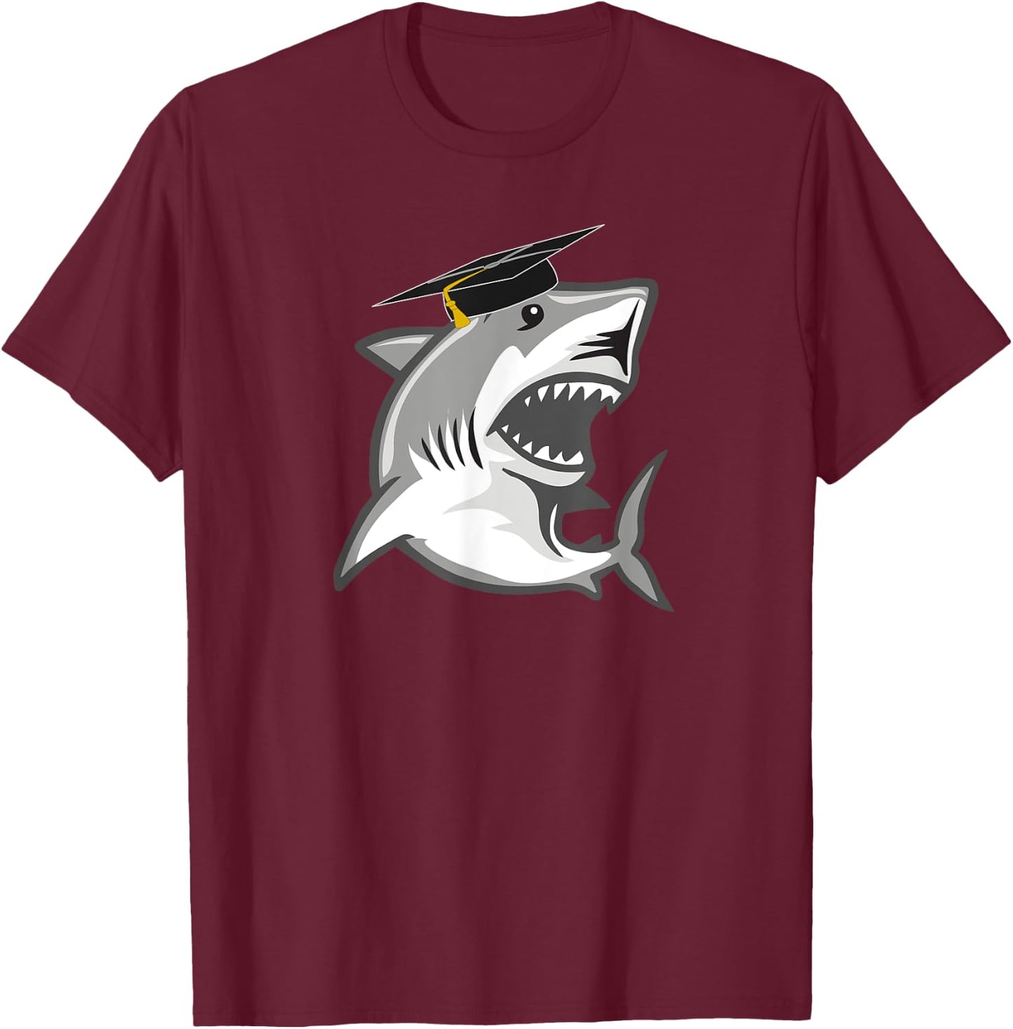 Great White Shark Graduation Cap Class of 2024 Shark Lover T-Shirt - T-Shirt | Maroon