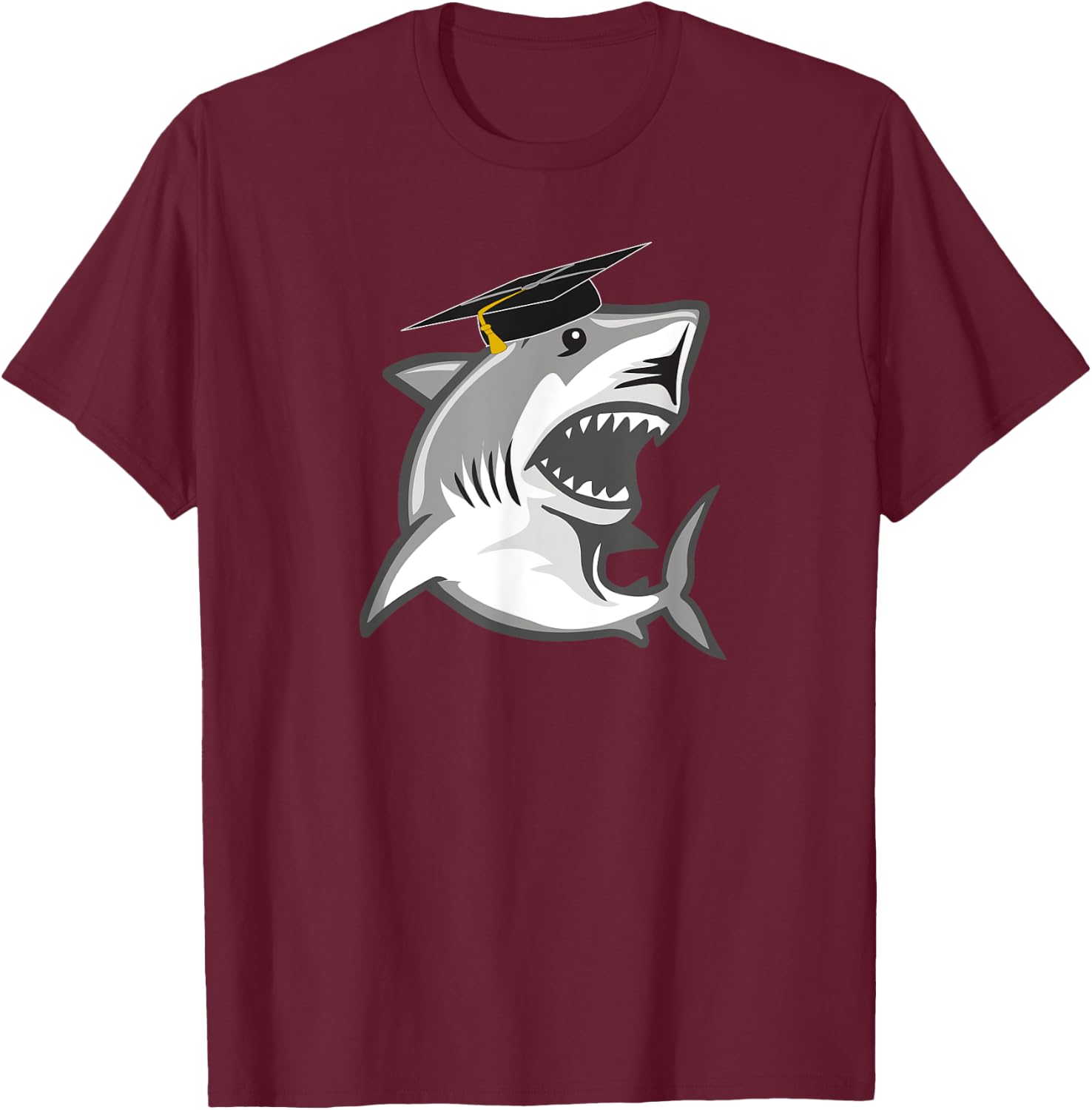 Great White Shark Graduation Cap Class of 2024 Shark Lover T-Shirt - T-Shirt | Maroon