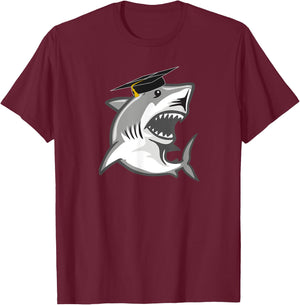 Great White Shark Graduation Cap Class of 2024 Shark Lover T-Shirt - T-Shirt | Maroon