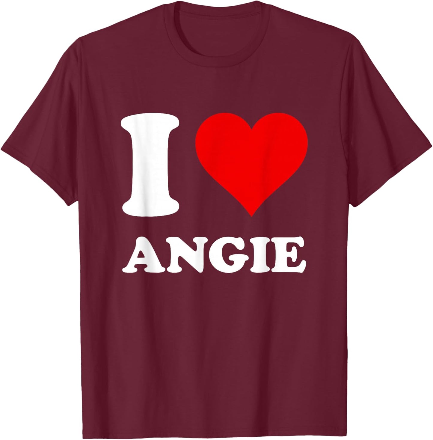 Red Heart I Love Angie T-Shirt - T-Shirt | Maroon
