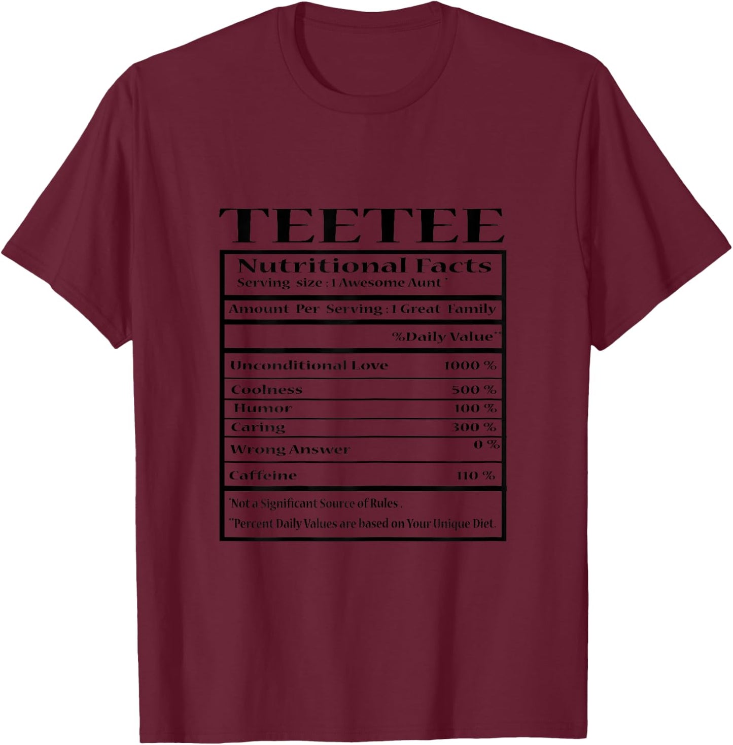 Teetee Gift Funny Nutrition Facts for Fathers Day T-Shirt - T-Shirt | Maroon