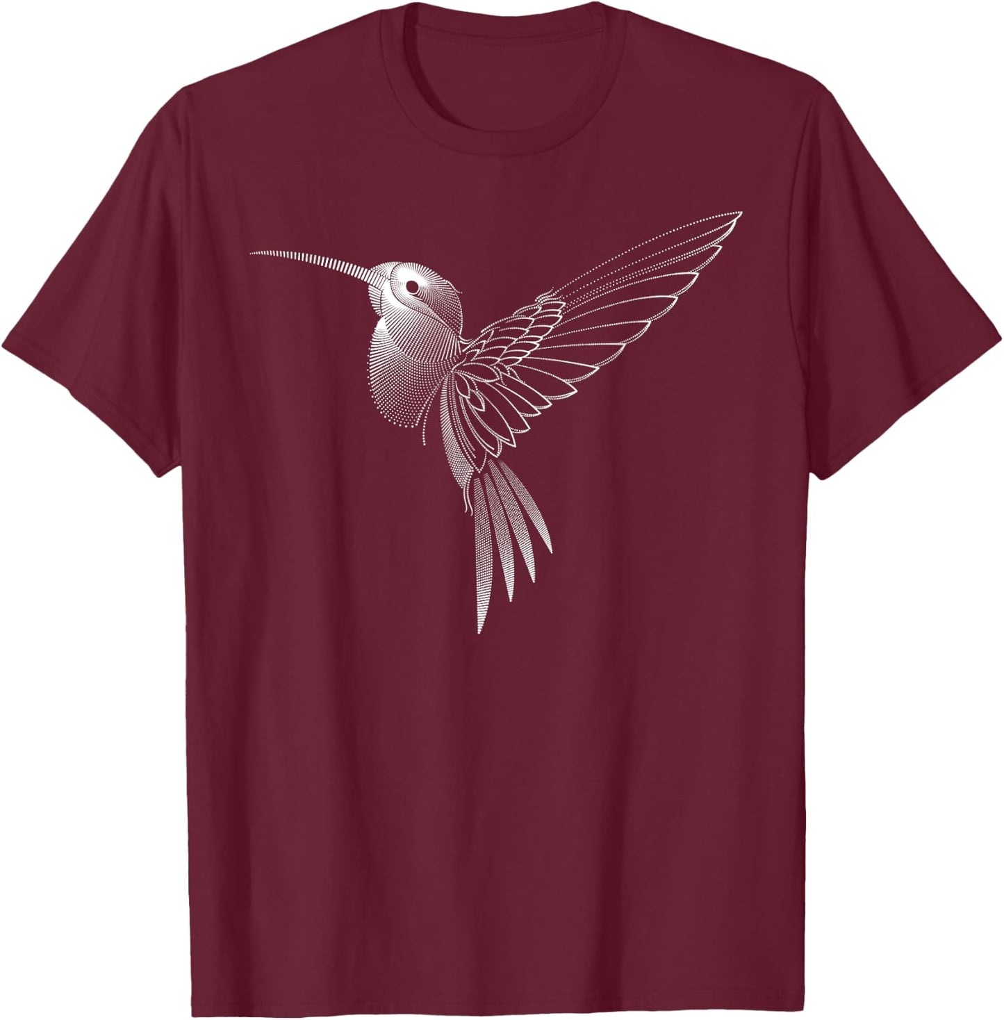 Hummingbird Dot Line Art Bird Portrait Sketch - Hummingbird T-Shirt - T-Shirt | Maroon