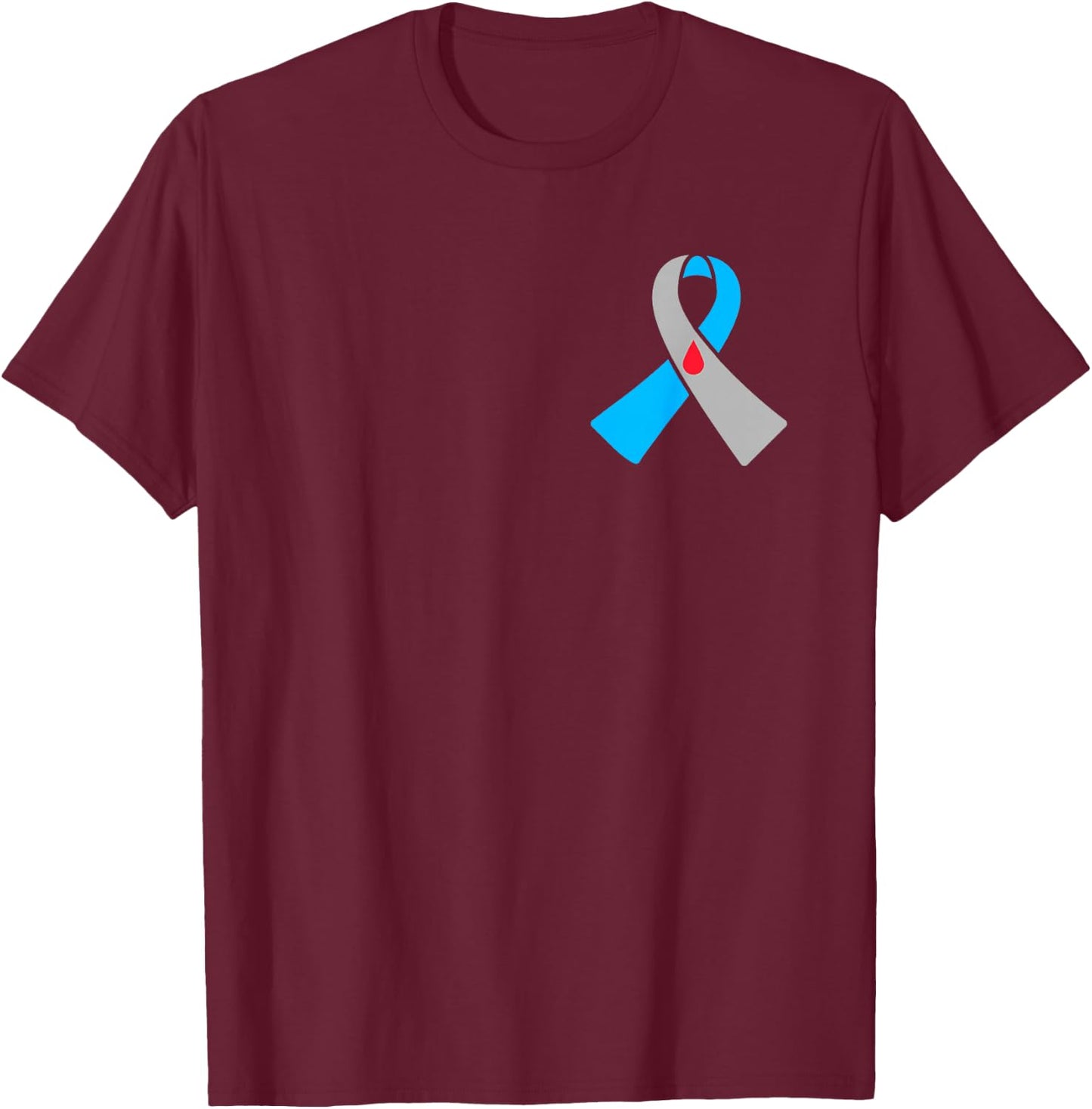Type 1 Diabetes Awareness Ribbon Badge T-Shirt - T-Shirt | Maroon