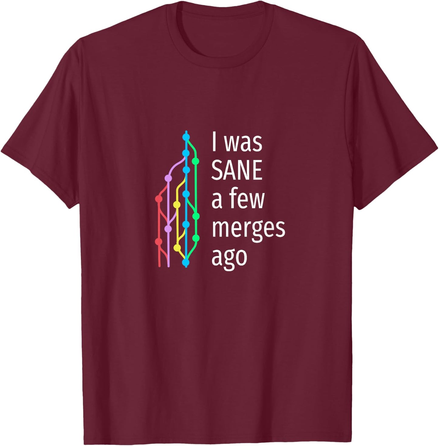 I was sane a few merges ago - funny git design for coder T-Shirt - T-Shirt | Maroon