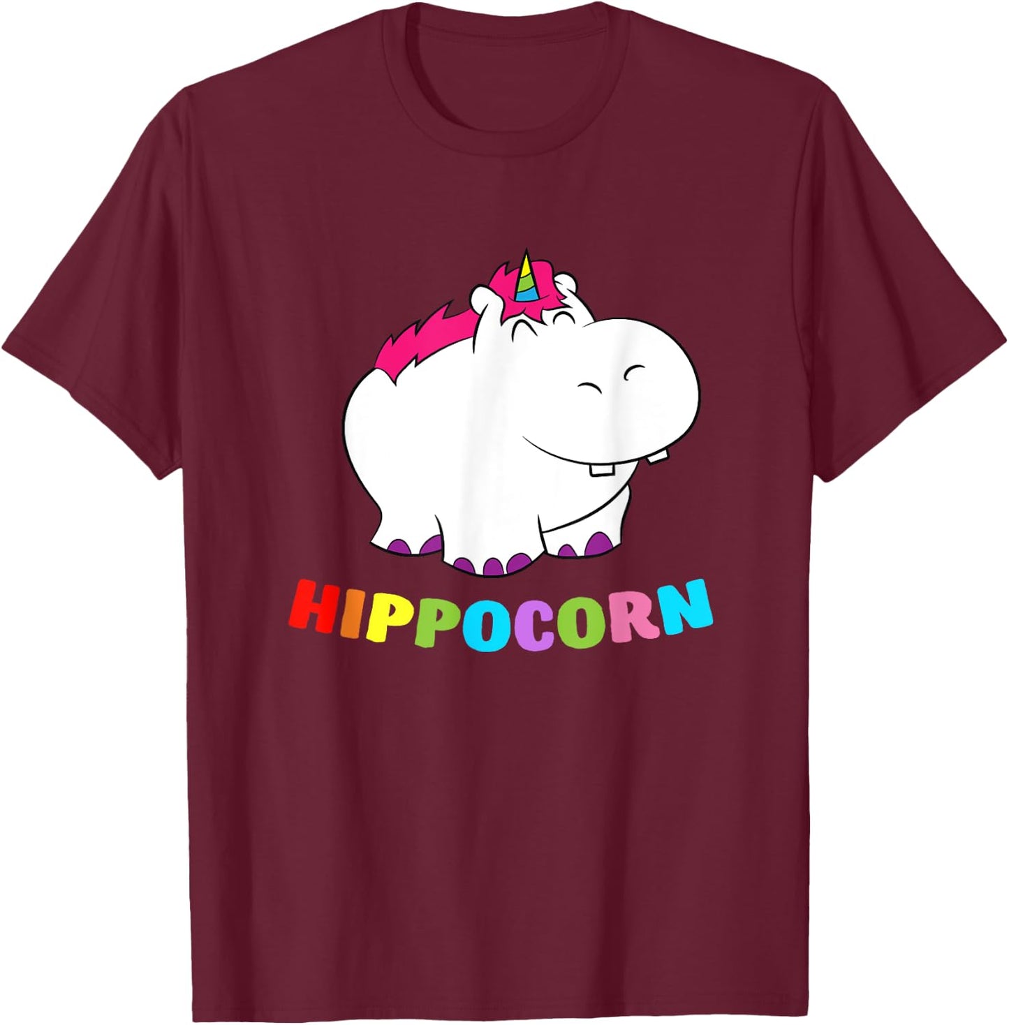 Funny Hippo Hippocorn Unicorn Hippo Birthday Hippo T-Shirt - T-Shirt | Maroon