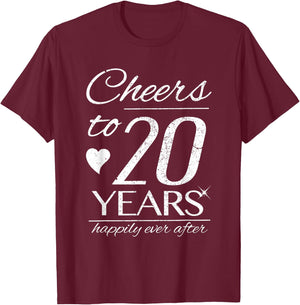 Cheers To 20 Years Married Couples 20th Wedding Anniversary T-Shirt - T-Shirt | Maroon