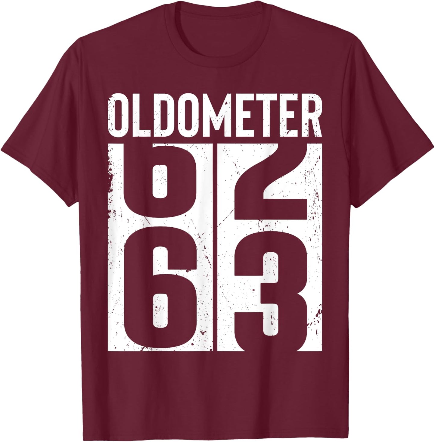 Funny 63 Years Old 63rd Birthday Odometer Oldometer Gift Men T-Shirt - T-Shirt | Maroon