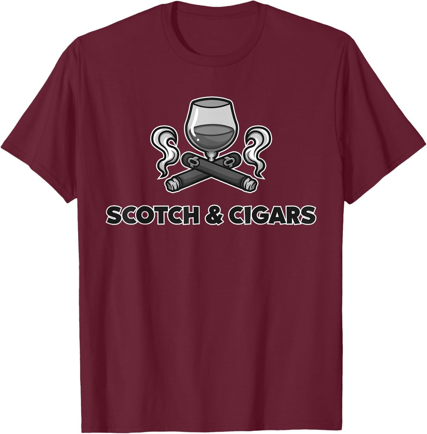 Cute Scotch Cigars Lover Gift | Drinker Smoker Father's Day T-Shirt - T-Shirt | Maroon