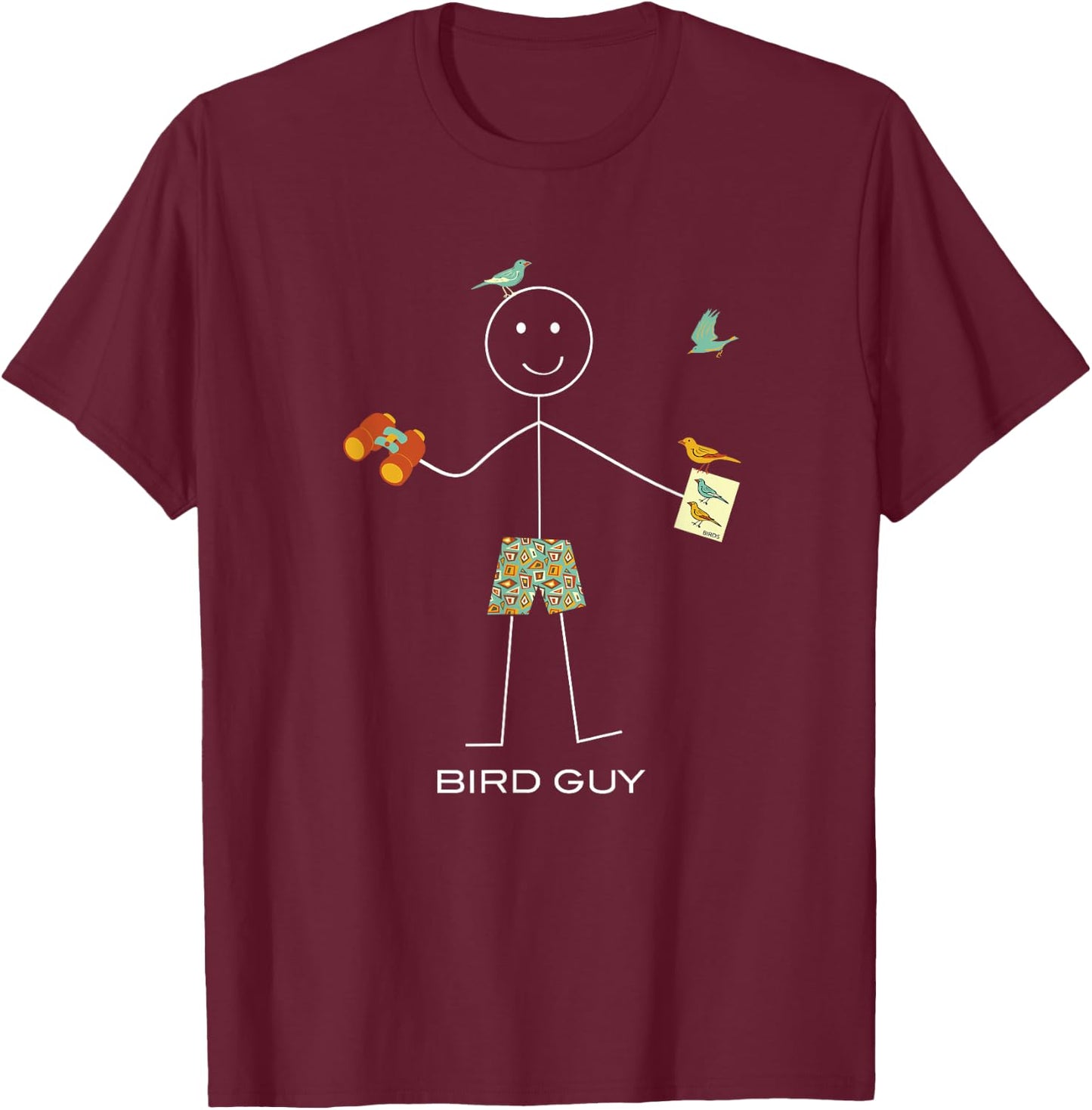 Whyitsme Design Men's Birding , Black, Small T-Shirt - T-Shirt | Maroon