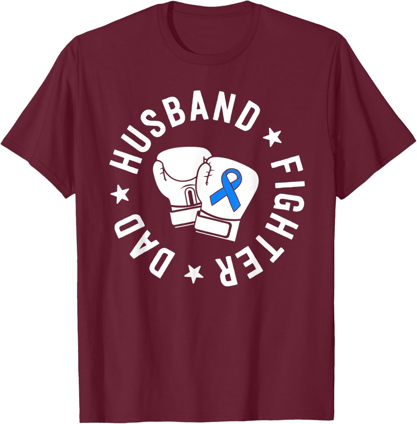 ALS Warrior Dad Husband Father Blue Ribbon Awareness T-Shirt - T-Shirt | Maroon