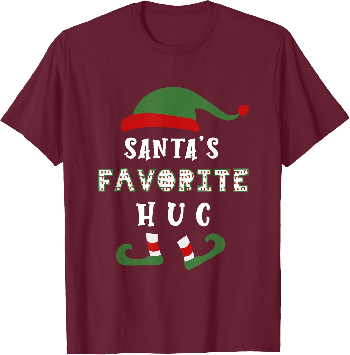 Santa's Favorite Health Unit Coordinator HUC Healthcare Elf T-Shirt - T-Shirt | Maroon