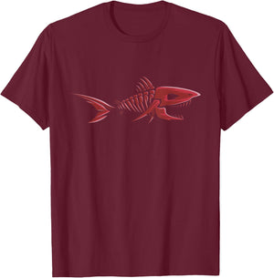 Skeleton Fish T-Shirt - T-Shirt | Maroon