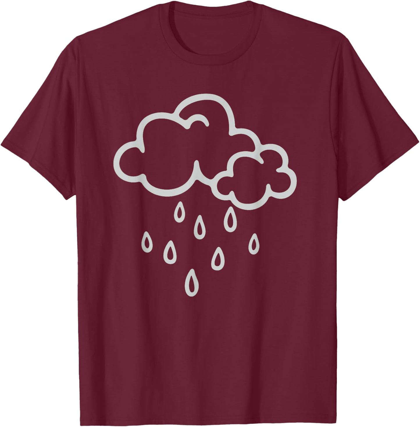 Rainy Weather Downpour Thunderstorm Rain Cloud T-Shirt - T-Shirt | Maroon