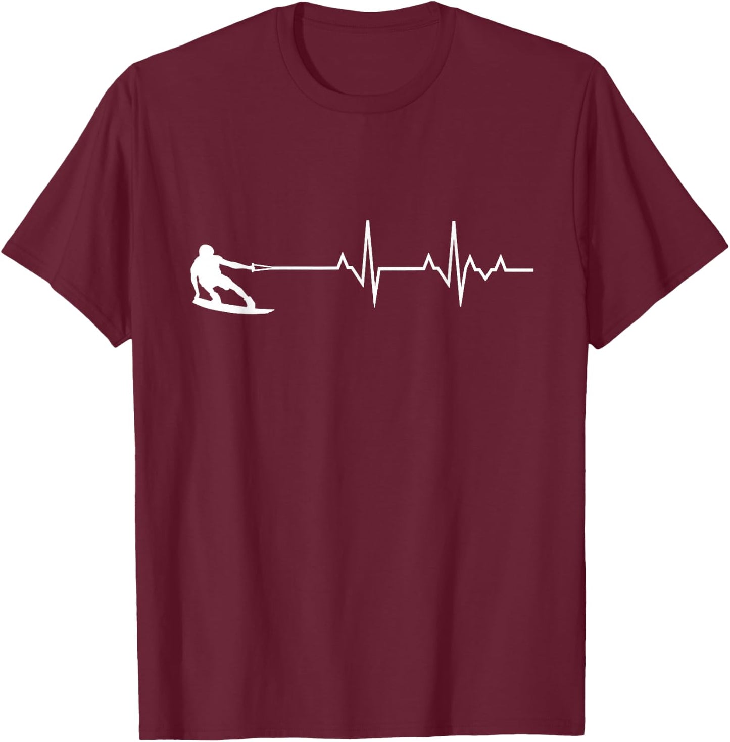 Wakeboard Heartbeat Lake Water Sports Wakeboarding Surfing T-Shirt - T-Shirt | Maroon