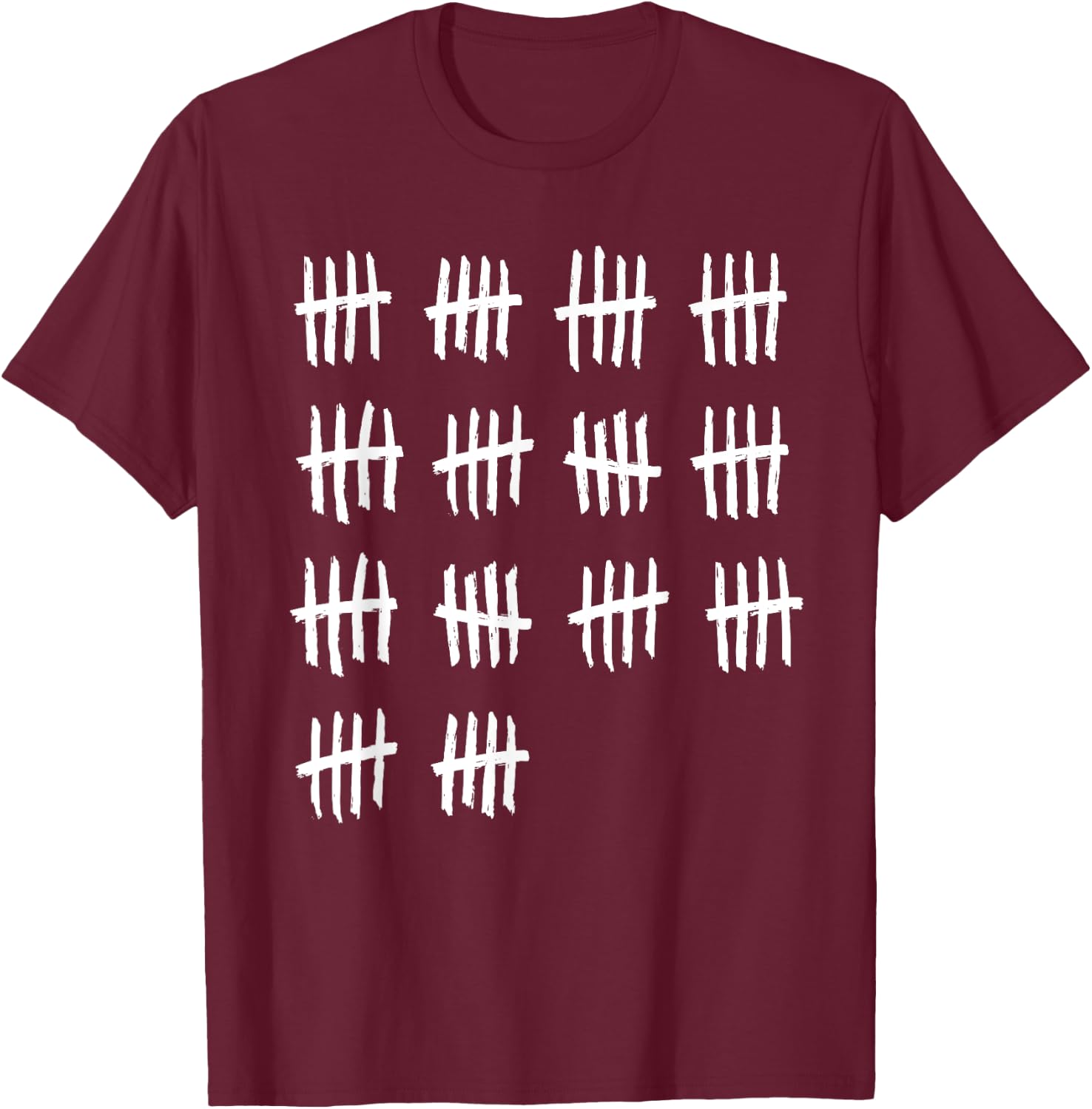 70th Birthday Outfit 70 Years Old Tally Marks Anniversary T-Shirt - T-Shirt | Maroon