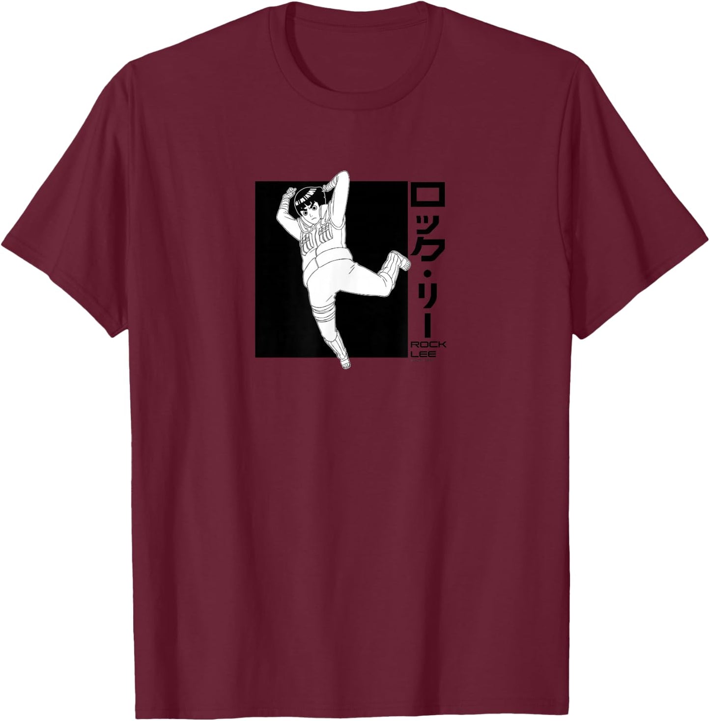 Naruto Shippuden Rock Lee Black Box Anime T-Shirt - T-Shirt | Maroon