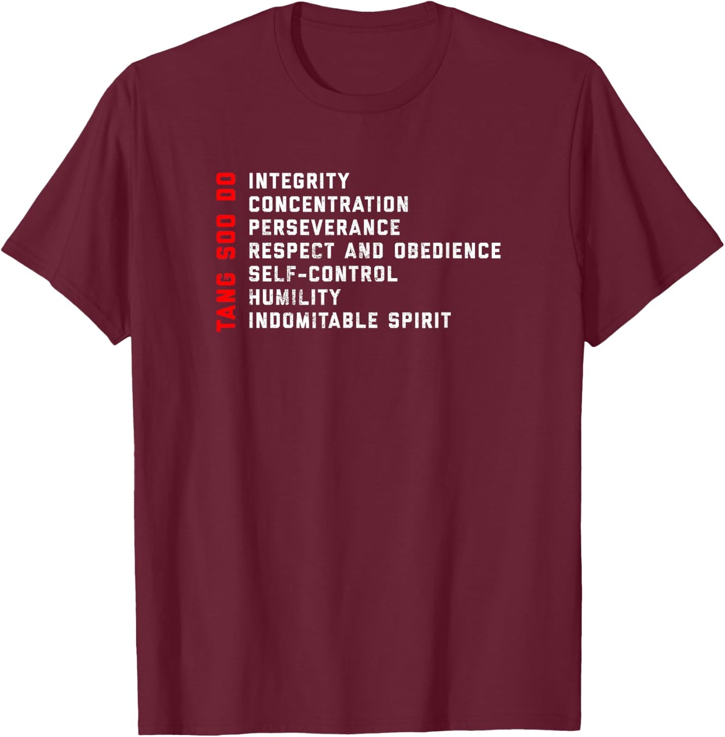 Tang Soo Do Martial Arts 7 Tenets T-Shirt - T-Shirt | Maroon