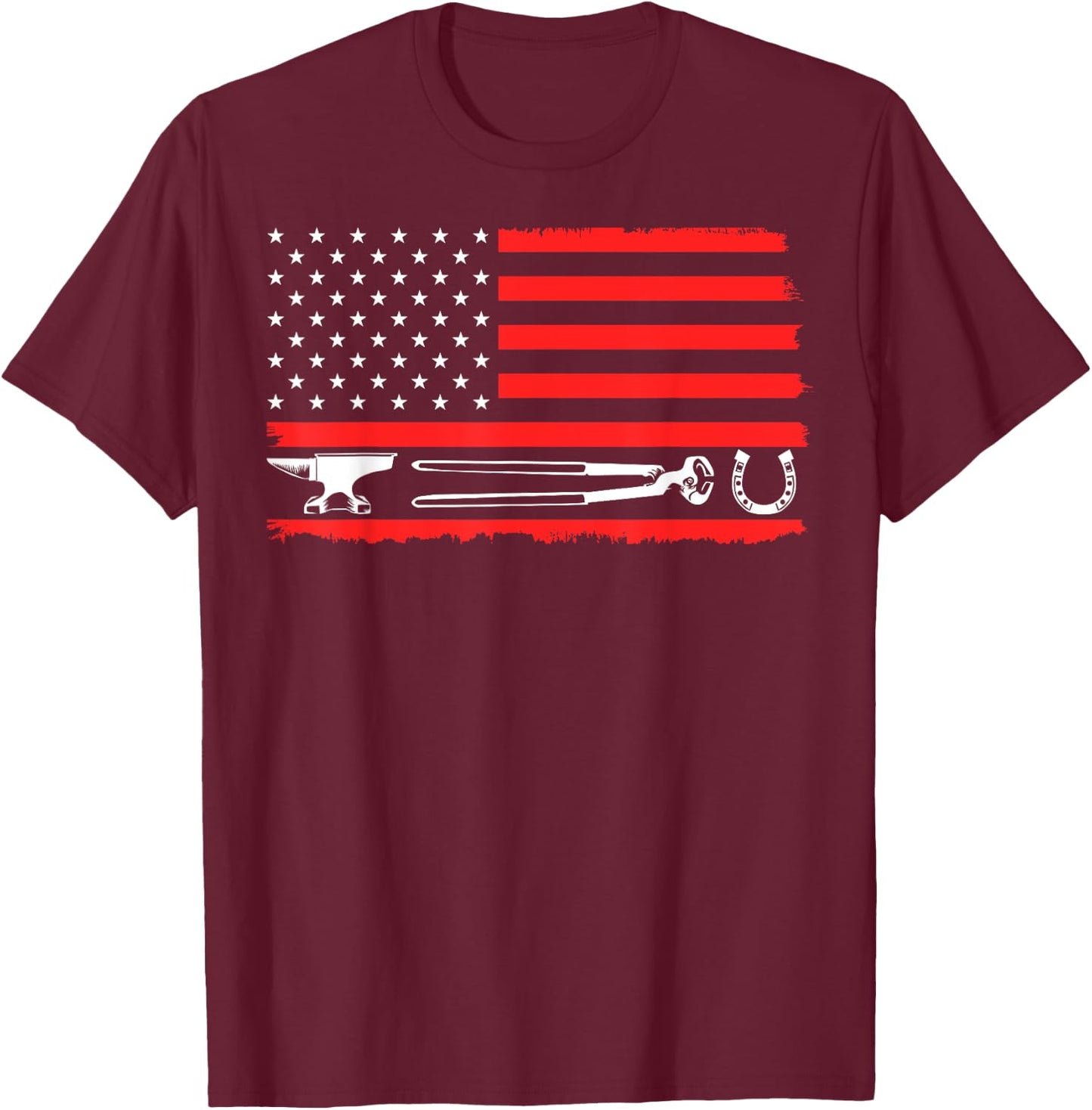 Funny Farrier Gift Cool Farrier Tools American Flag T-Shirt - T-Shirt | Maroon