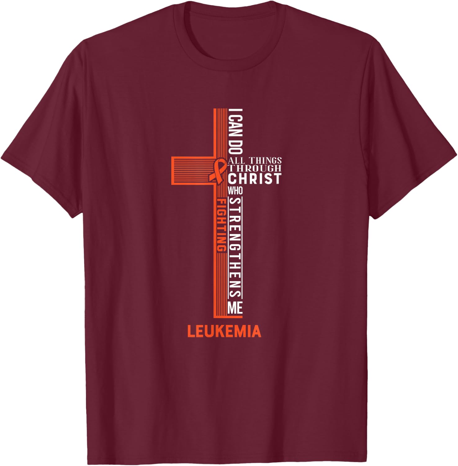 Leukemia Fight Cancer Ribbon T-Shirt - T-Shirt | Maroon