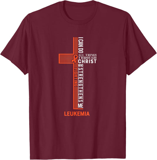 Leukemia Fight Cancer Ribbon T-Shirt - T-Shirt | Maroon