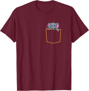 Elephant In Pocket T-Shirt - T-Shirt | Maroon