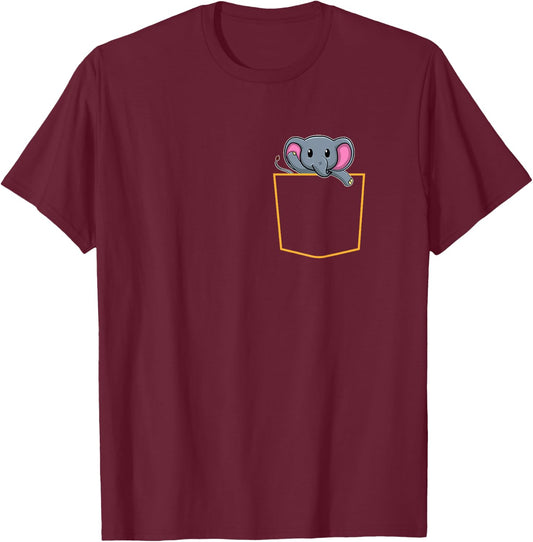 Elephant In Pocket T-Shirt - T-Shirt | Maroon