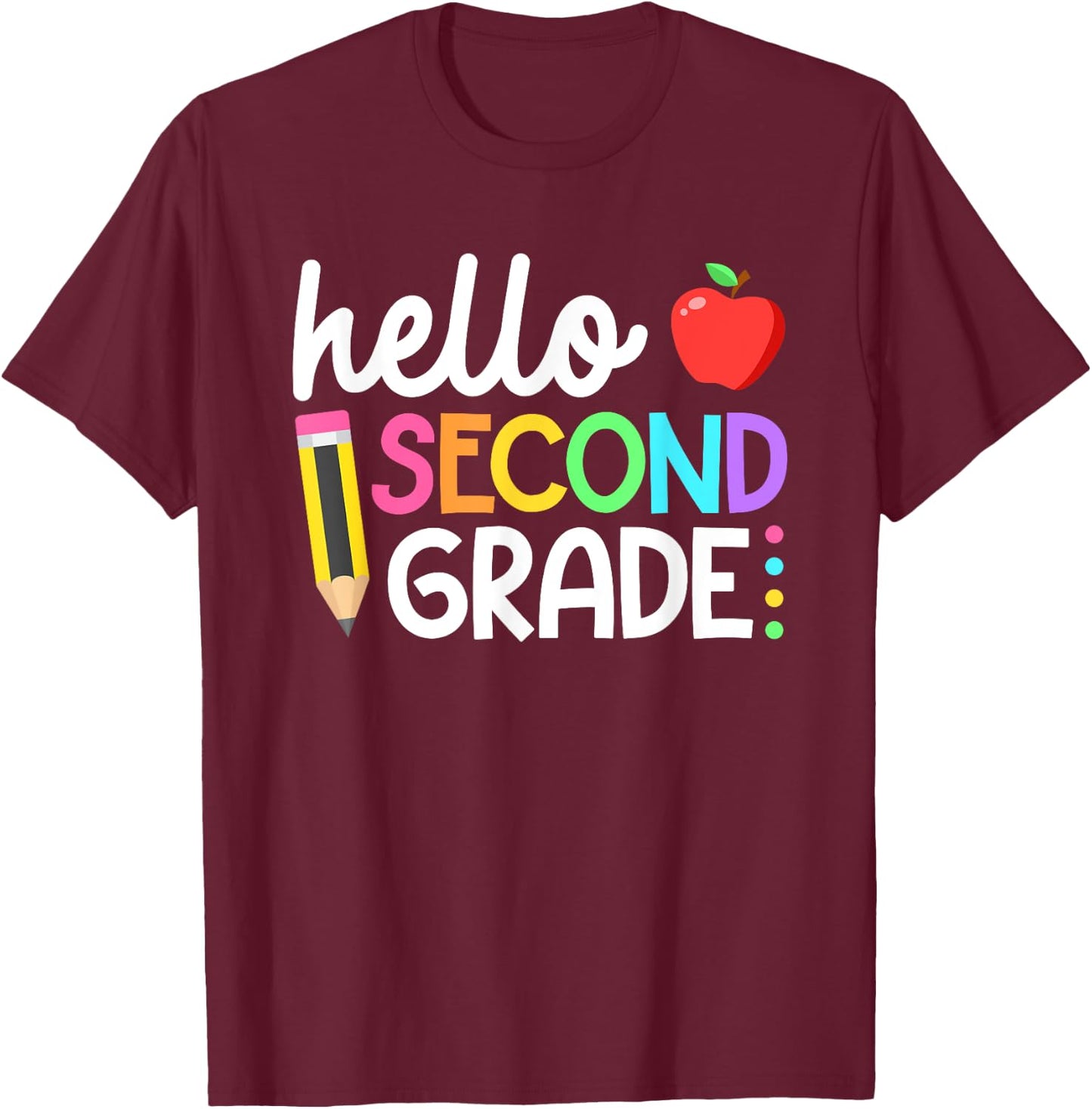 Hello Second Grade Team 2nd Grade Back to School Teacher Kid T-Shirt - T-Shirt | Maroon